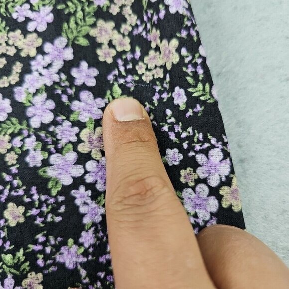 Vintage 90s Y2K No Boundaries Skirt Women M Black Floral 2000s Made In USA Lined - Picture 6 of 8